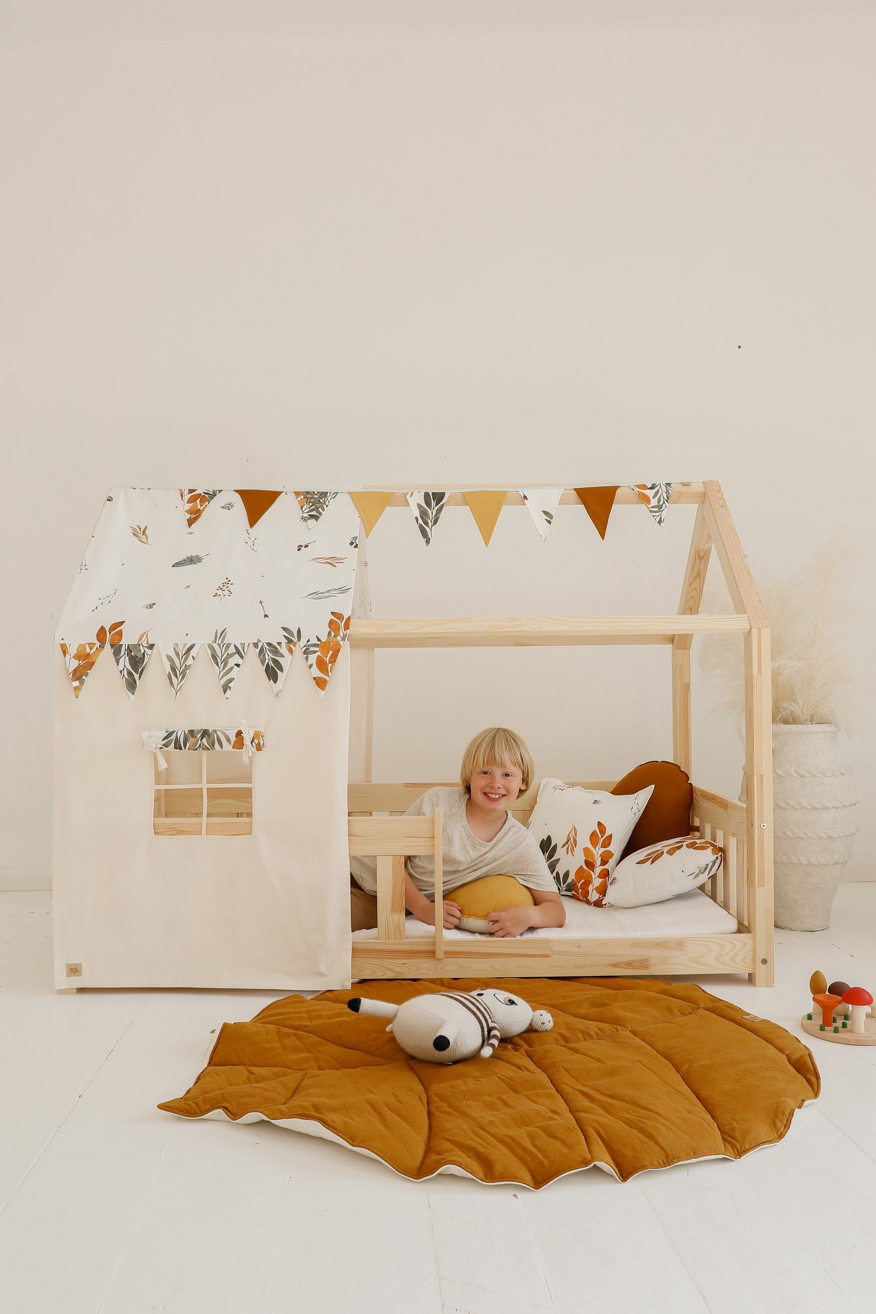 Blatt-Spielmatte Bio-Baumwolle Karamell – Ansicht 8 | Elena Home Living