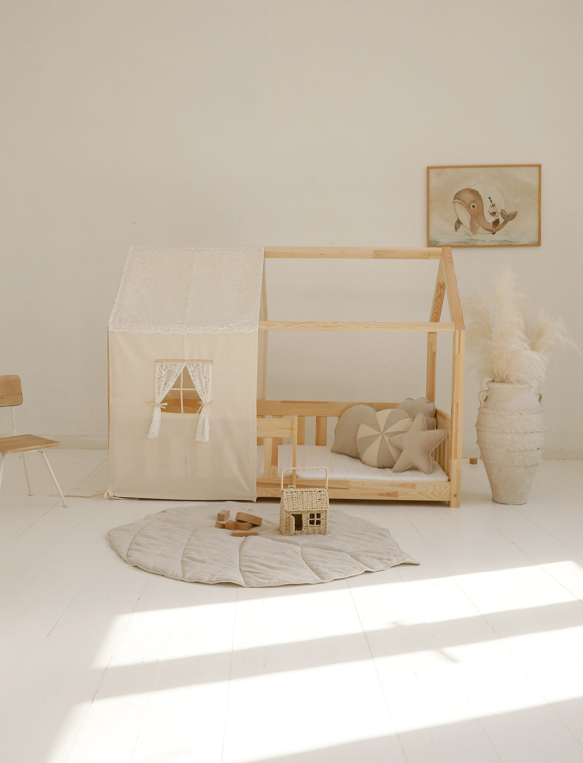 Blatt-Spielmatte Bio-Baumwolle Sand – Ansicht 2 | Elena Home Living