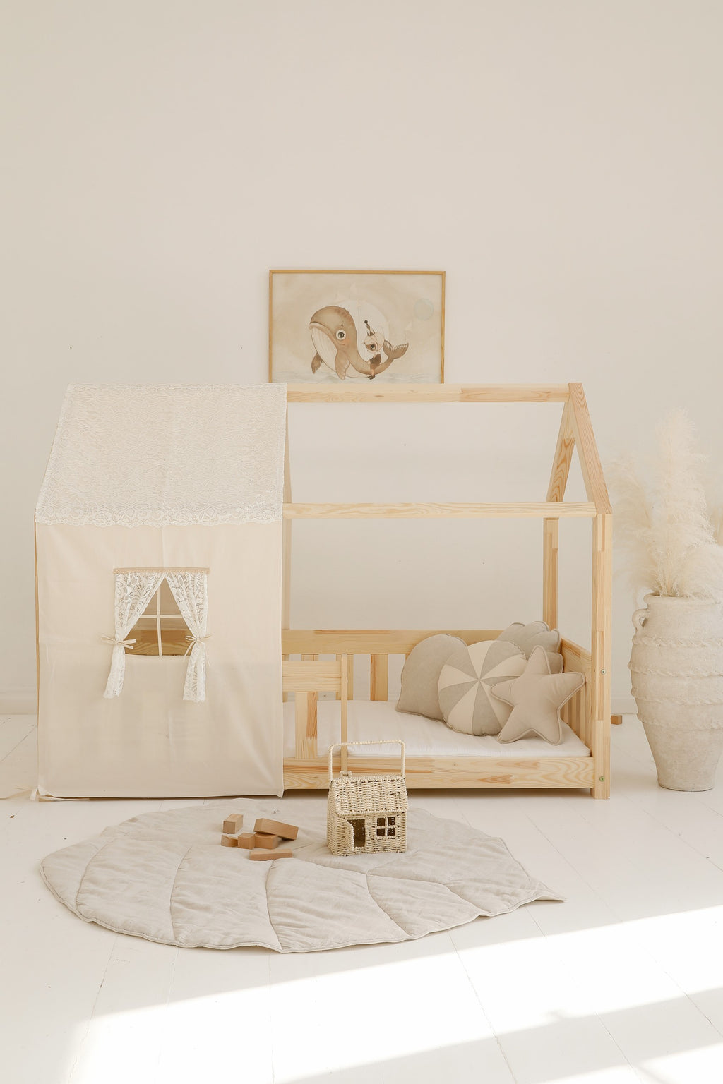 Blatt-Spielmatte Bio-Baumwolle Sand – Ansicht 3 | Elena Home Living