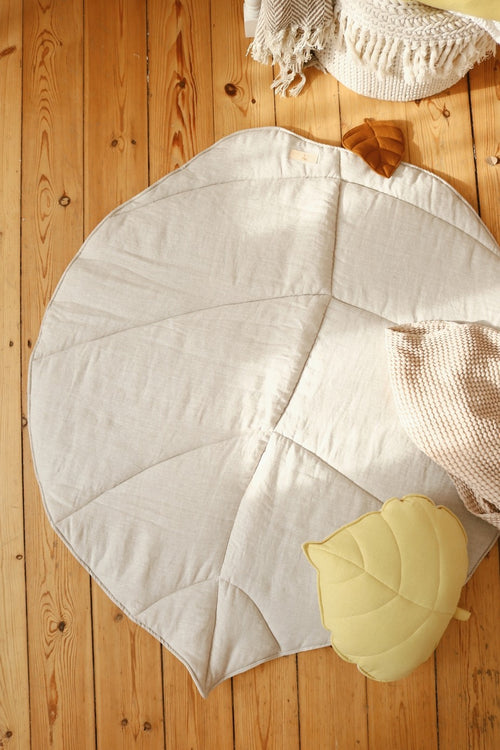 Blatt-Spielmatte Bio-Baumwolle Sand – Ansicht 1 | Elena Home Living