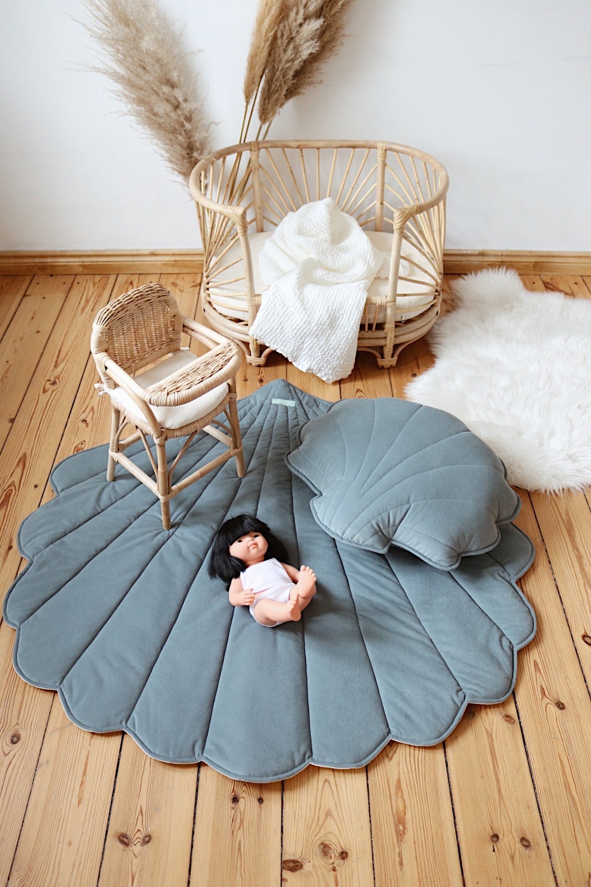 Muschel-Spielmatte Bio-Baumwolle Blau – Ansicht 4 | Elena Home Living