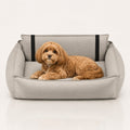 Orteo orthopädisches Hundebett Beige mit Hund – Premium Produktbild