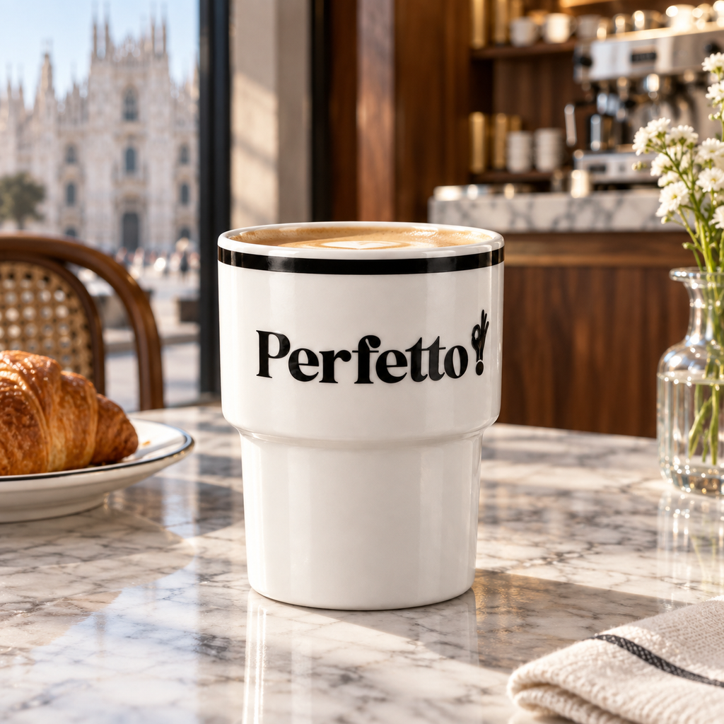 Keramiktasse Perfetto in italienischer Atmosphäre – quadratisch