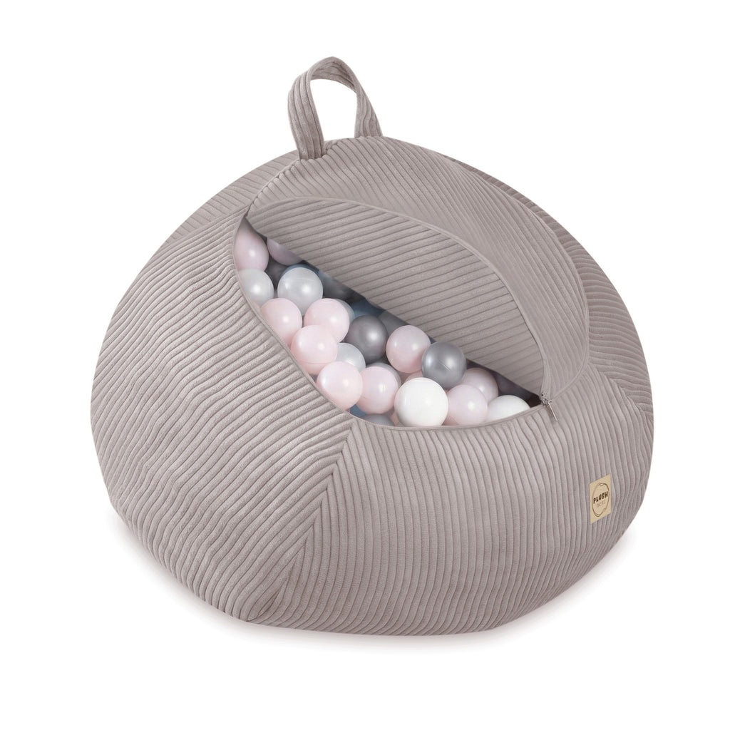 Corduroy Toy Storage Bag and Pouffe Cover — Beige