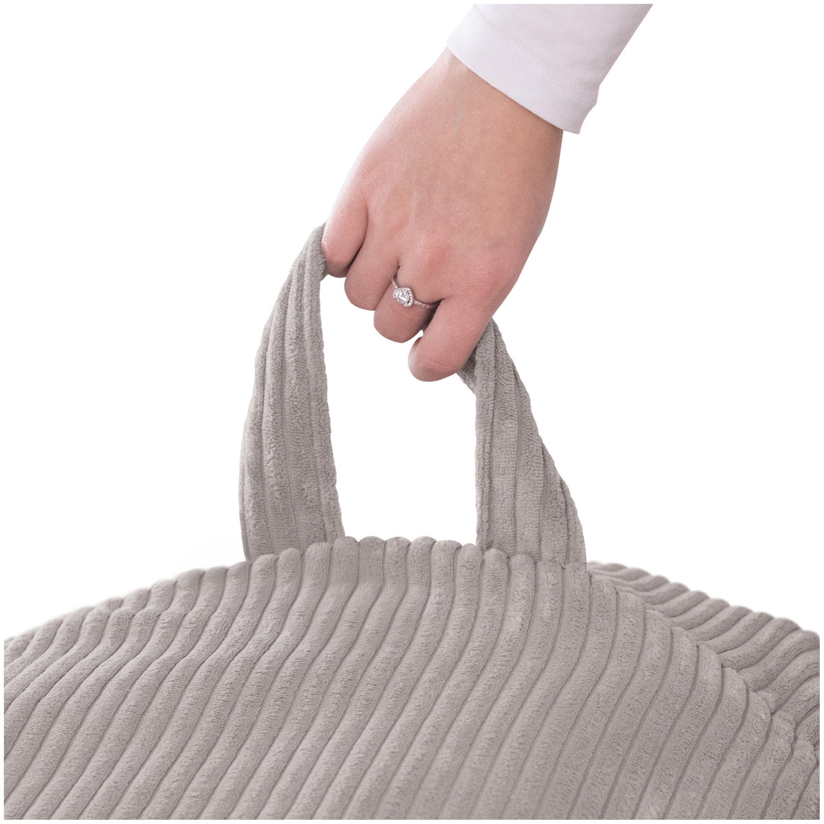Corduroy Toy Storage Bag and Pouffe Cover — Beige
