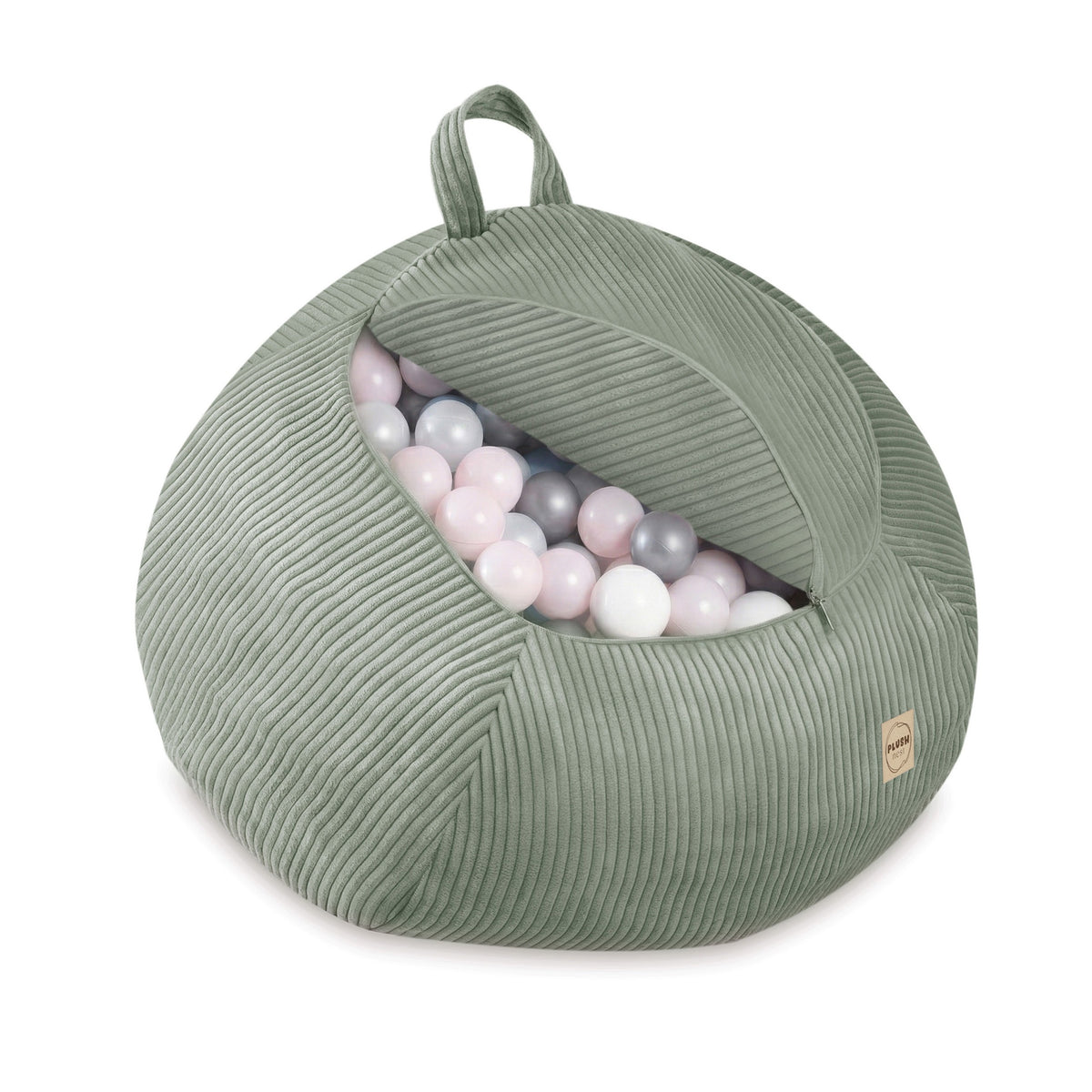 Corduroy Toy Storage Bag and Pouffe Cover — Green