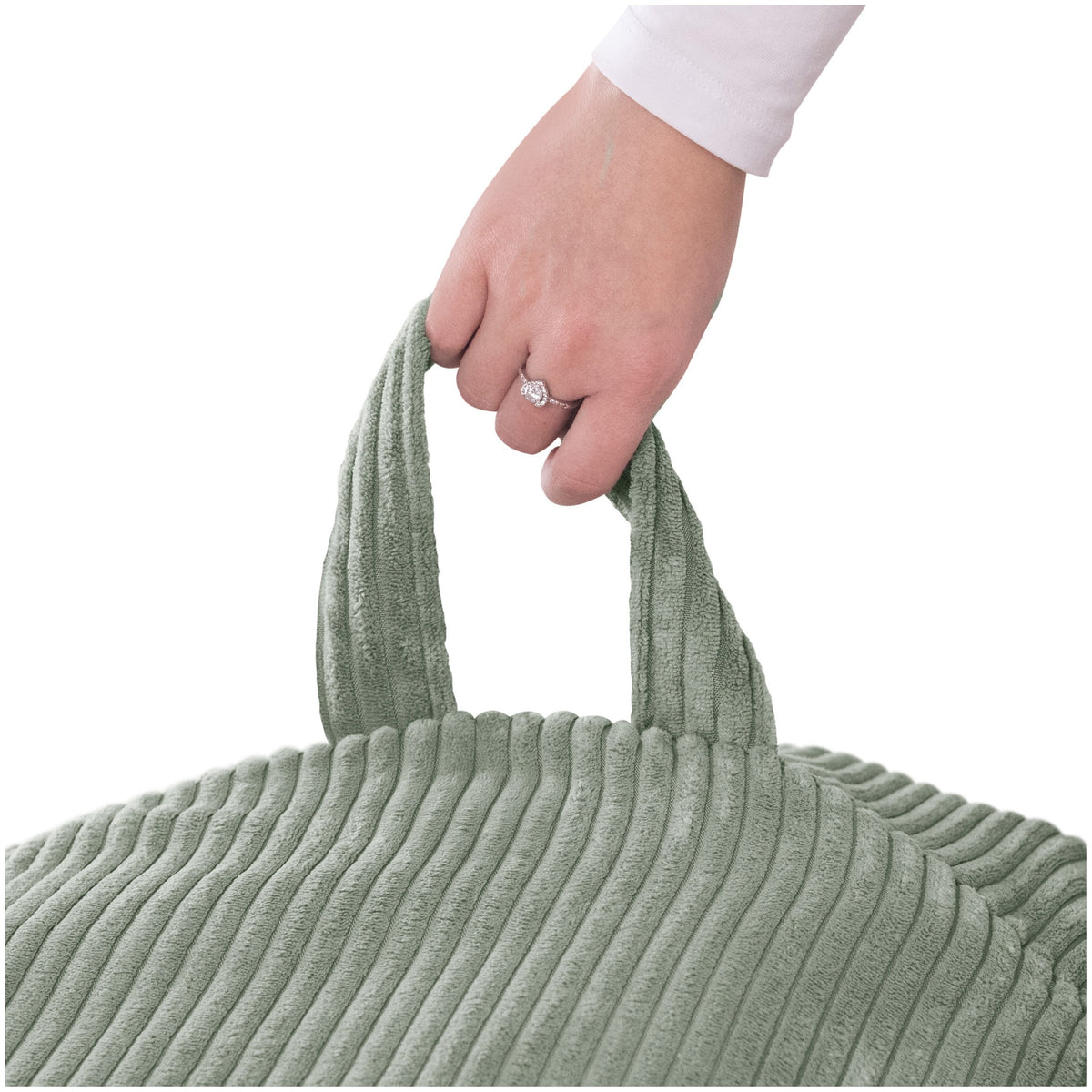 Corduroy Toy Storage Bag and Pouffe Cover — Green