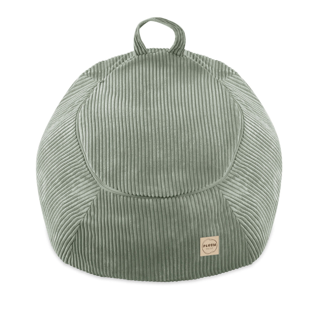 Corduroy Toy Storage Bag and Pouffe Cover — Green