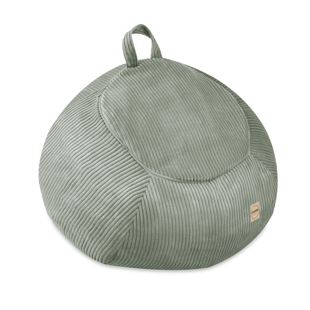 Corduroy Toy Storage Bag and Pouffe Cover — Green