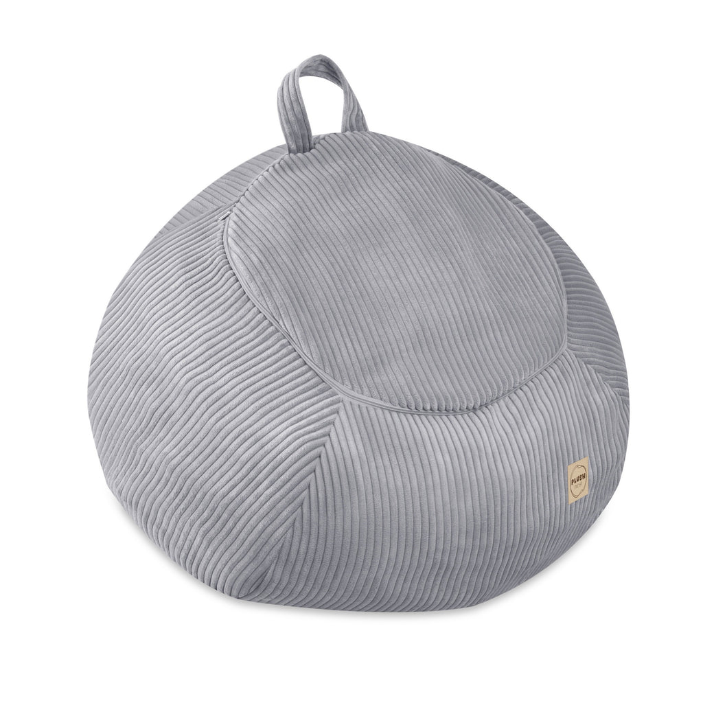 Corduroy Toy Storage Bag and Pouffe Cover — Grey