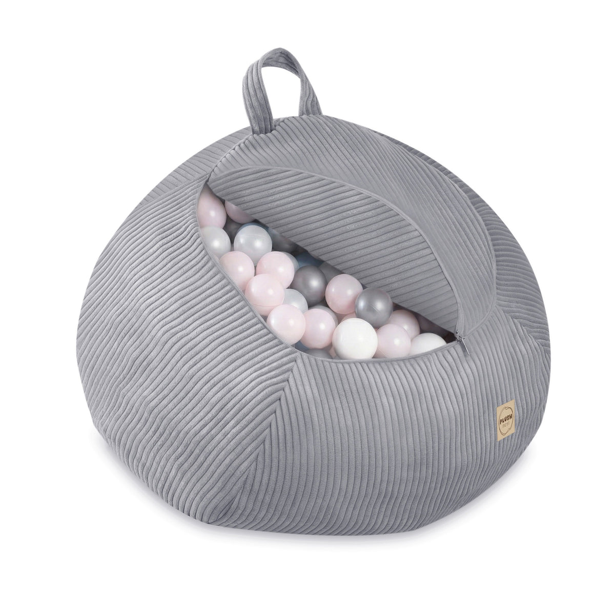 Corduroy Toy Storage Bag and Pouffe Cover — Grey