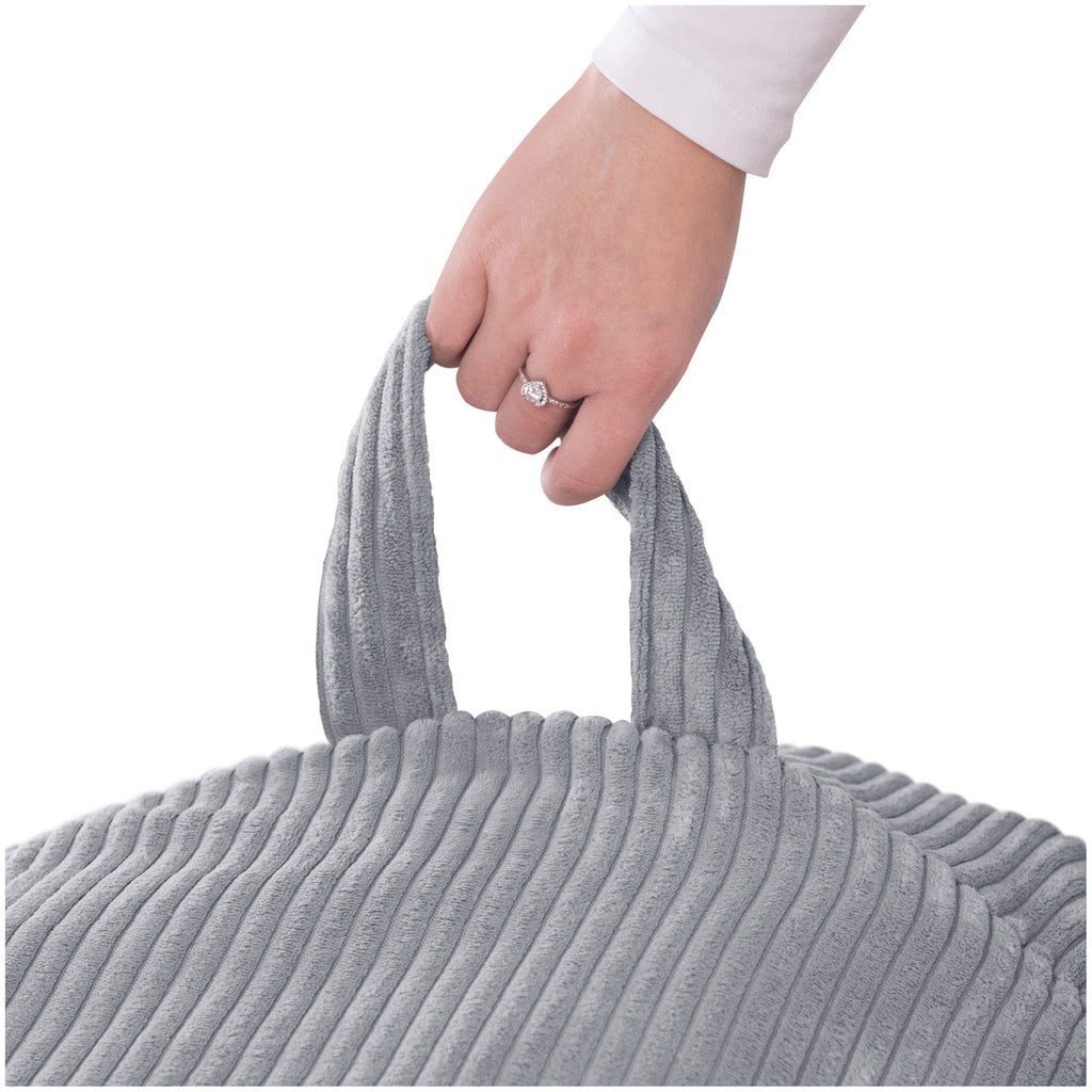 Corduroy Toy Storage Bag and Pouffe Cover — Grey