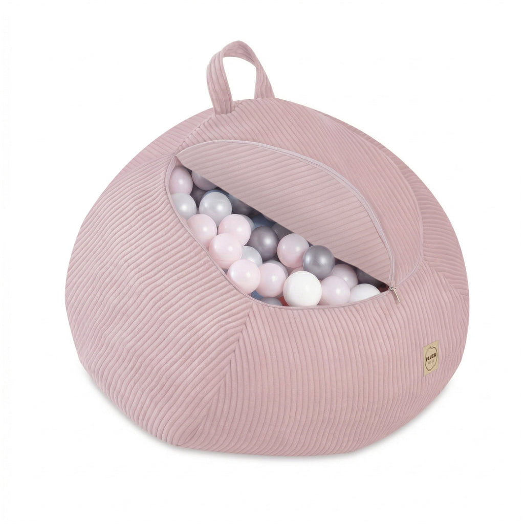 Corduroy Toy Storage Bag and Pouffe Cover — Light Pink