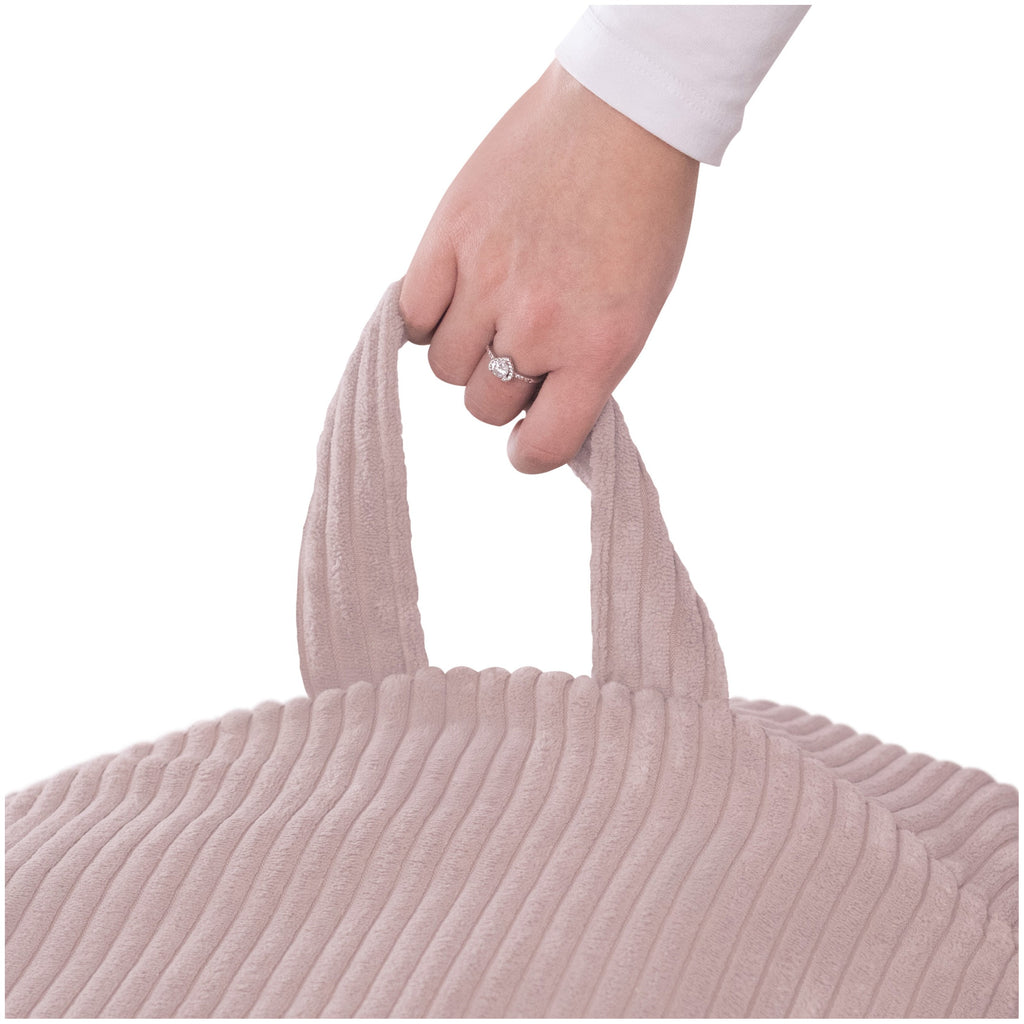 Corduroy Toy Storage Bag and Pouffe Cover — Light Pink