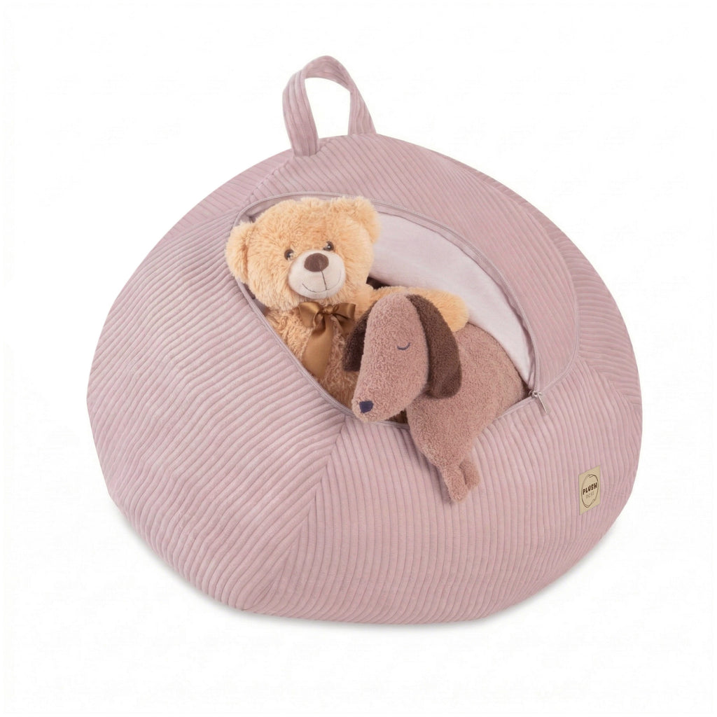 Corduroy Toy Storage Bag and Pouffe Cover — Light Pink