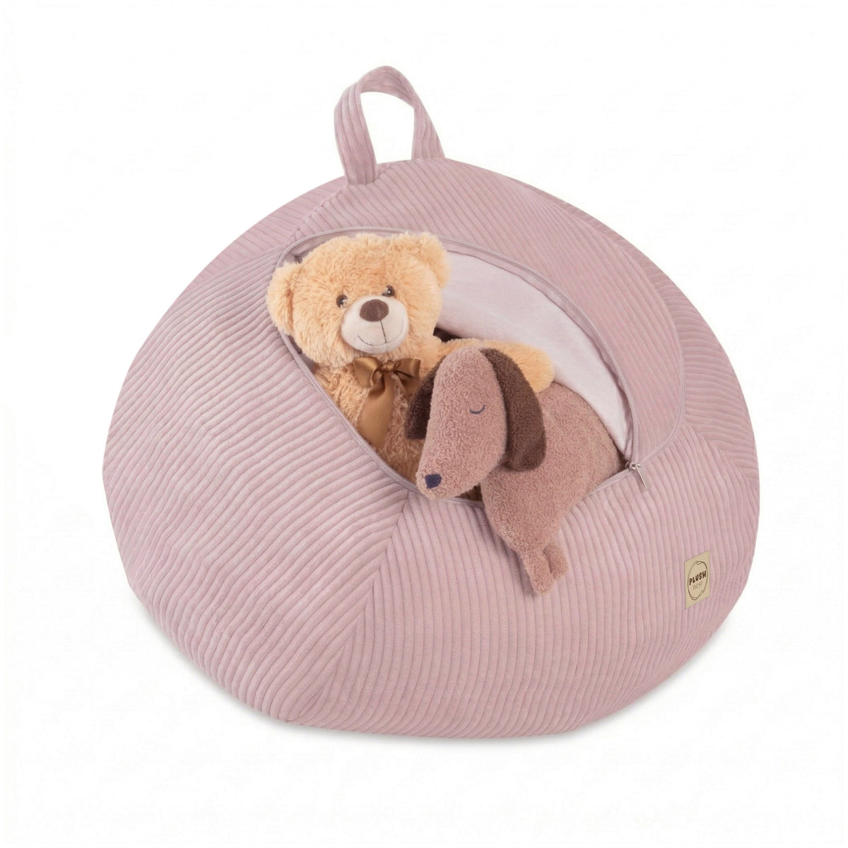 Corduroy Toy Storage Bag and Pouffe Cover — Light Pink