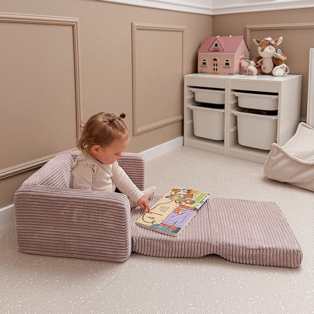 CUBIE Mini 2-in-1 Corduroy Children’s Armchair — Beige