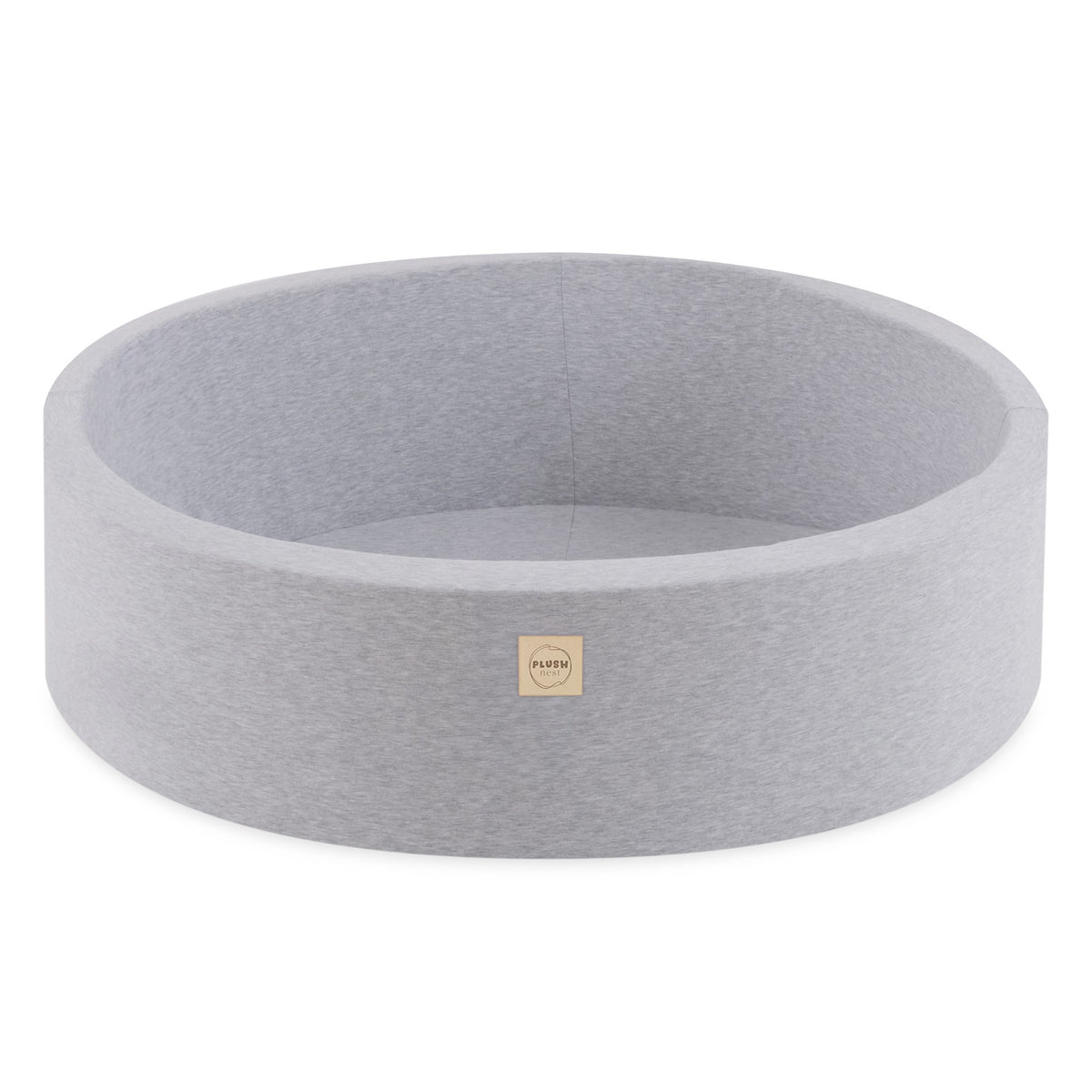 Round Cotton Ball Pool, 90 × 30 cm — Light Grey, 200 Light Blue, Silver and Pearl Balls