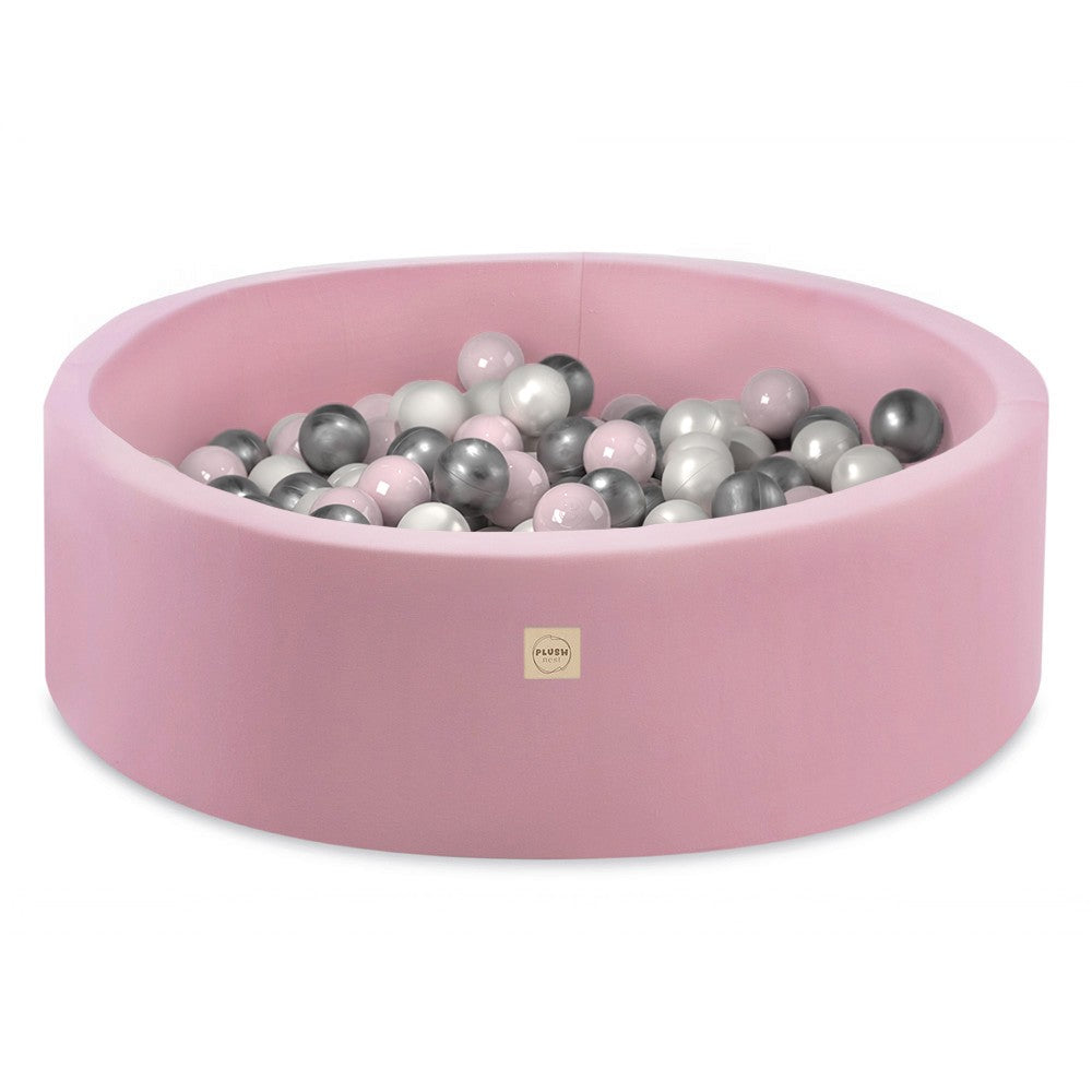 Round Cotton Ball Pool with 200 Balls — Pink, 90 × 30 cm