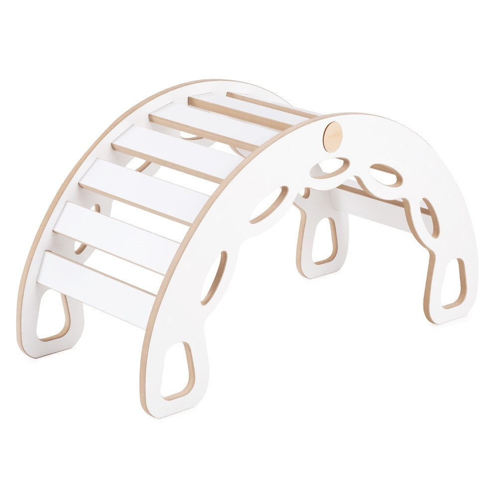 Small Rocker 4-in-1 Play Set with Slide and Velvet Cushion — White / Grey