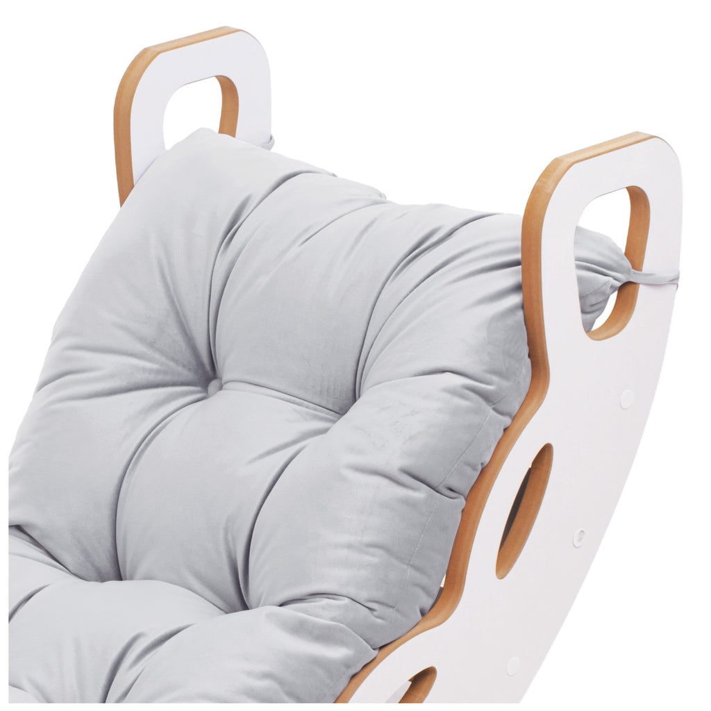 Small Rocker 4-in-1 Play Set with Slide and Velvet Cushion — White / Grey
