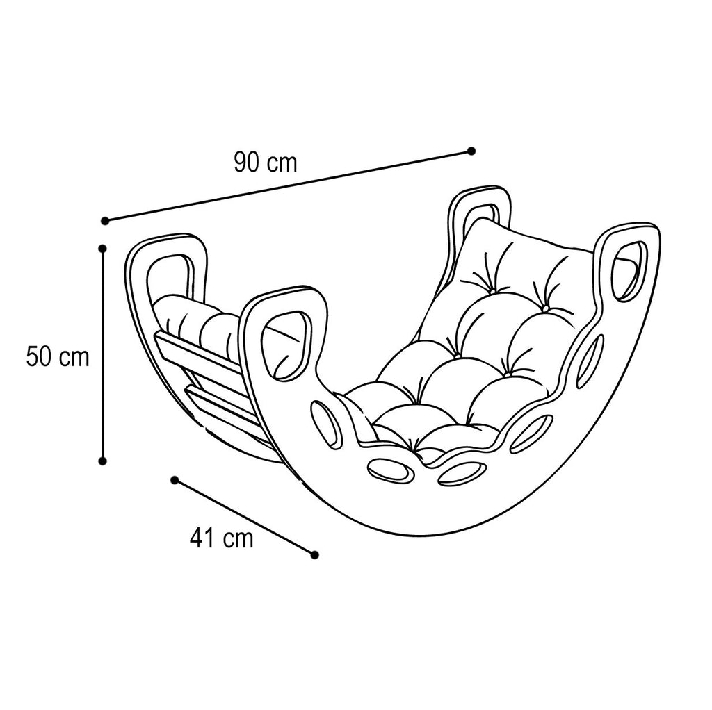 Small Rocker 4-in-1 Play Set with Slide and Velvet Cushion — White / Grey