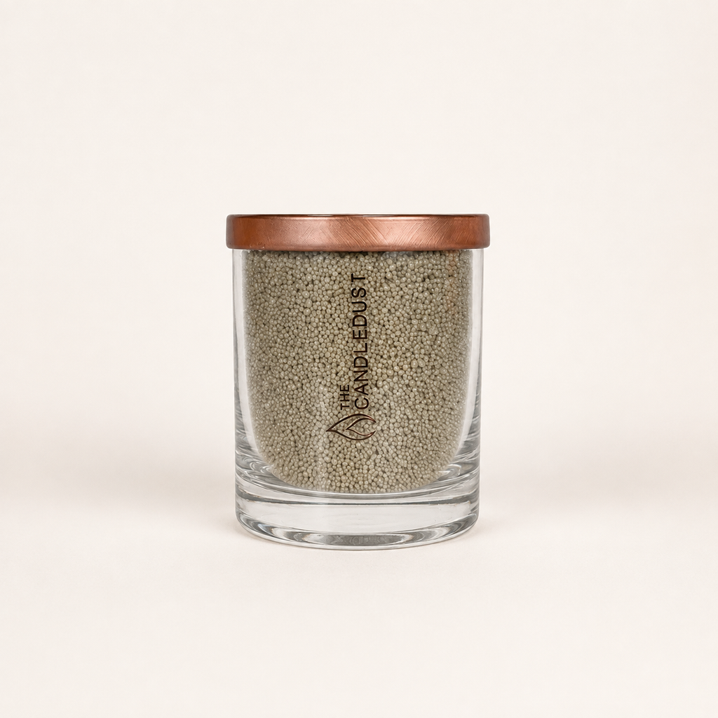 Candledust Pulverkerze im Glas Olivgrün – duftfrei, 160 g