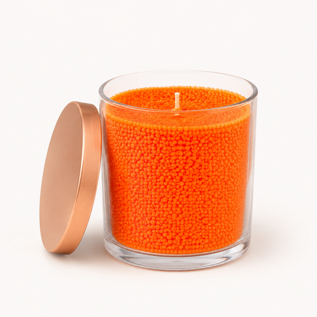 Pulverkerze im Glas Orange, duftfrei, 160 g – Hauptansicht