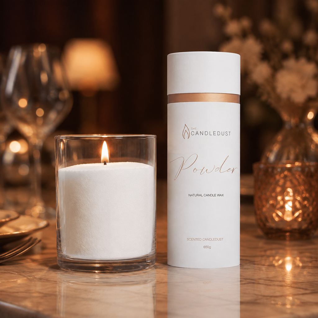 Candledust Pulverkerze in der Tube mit warmer Abendstimmung