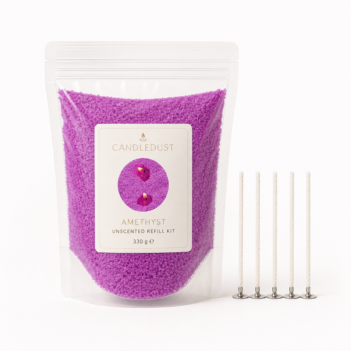 Candledust Pulverkerzen-Nachfüllset Amethyst, duftfrei, 330 g – Hauptansicht