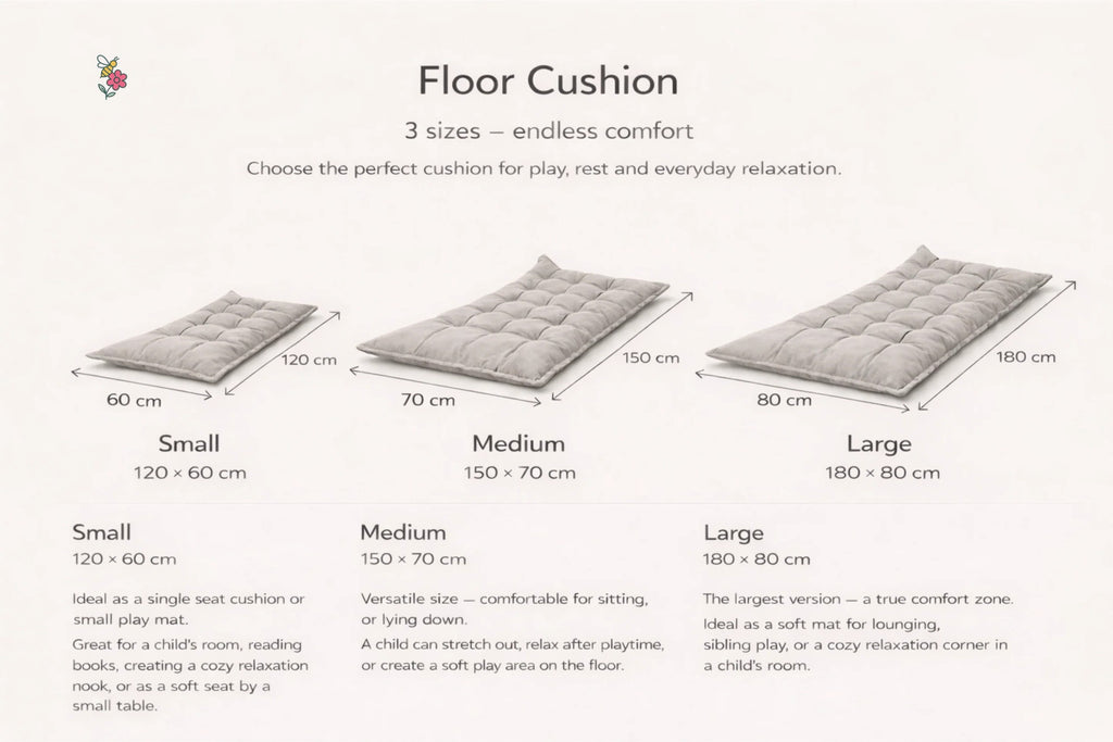 Quilted Kids' Floor Cushion, 3 Sizes Available - Zebra