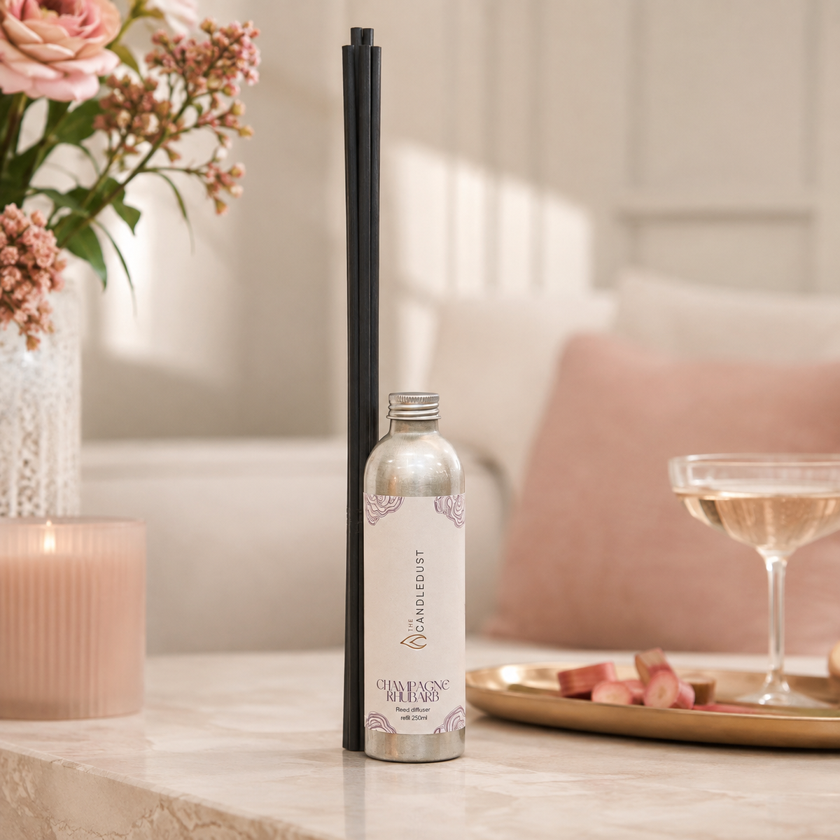 Candledust Raumduft-Nachfüllung champagne-rhubarb 250 ml – lifestyle
