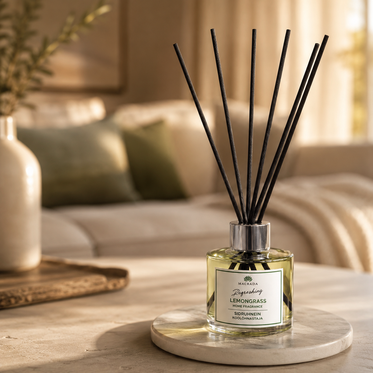 Refreshing Lemongrass Diffuser im eleganten Wohnraum