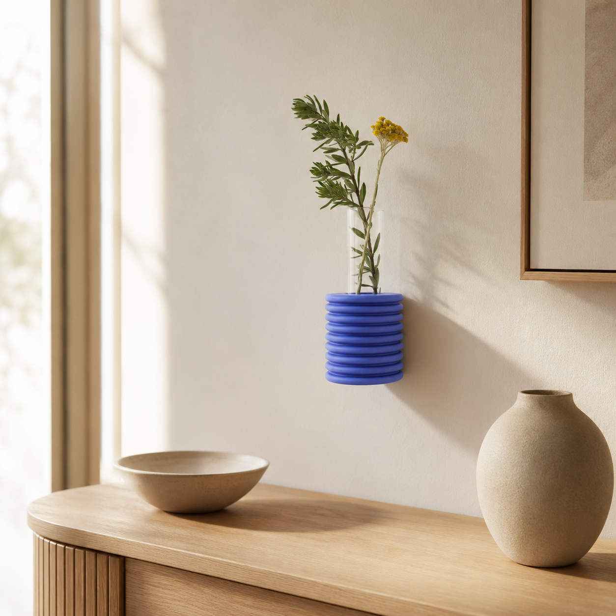 Ribble Wandvase – Blau – in elegantem Wohnambiente