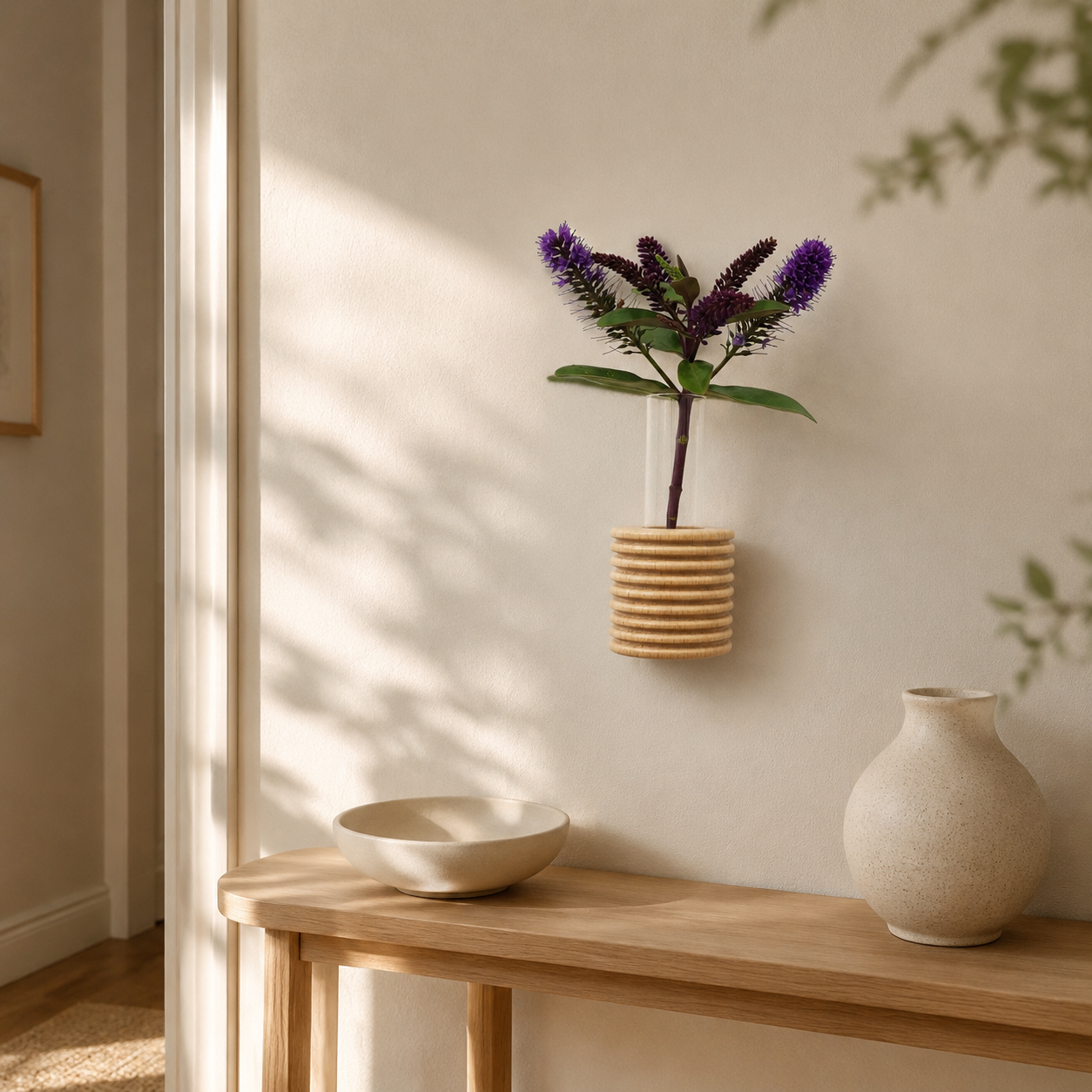 Ribble Wandvase – Holzoptik – in elegantem Wohnambiente