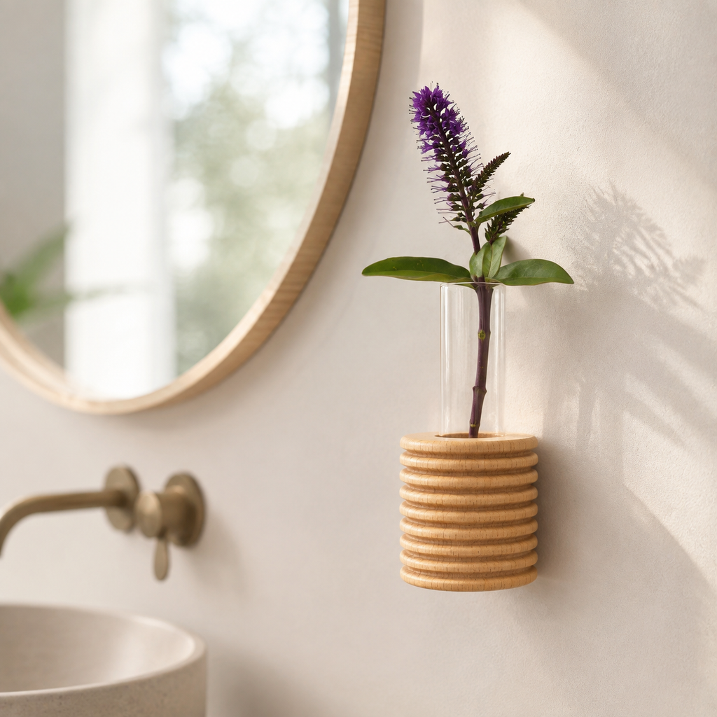 Ribble Wandvase – Holzoptik – in ruhigem Premium-Interieur