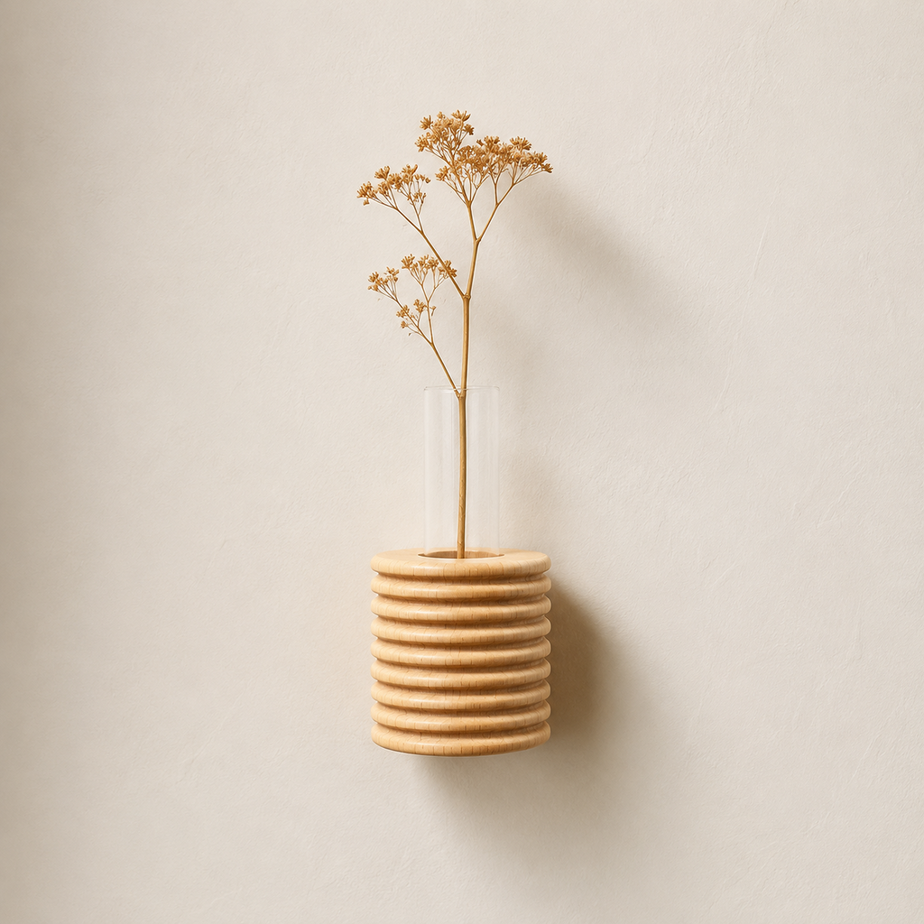 Ribble Wandvase – Holzoptik – Premium-Hauptbild mit dezenter Wohnatmosphäre