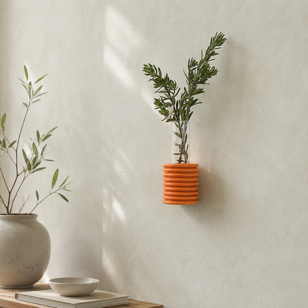 Ribble Wandvase – Orange – in modernem Flurambiente