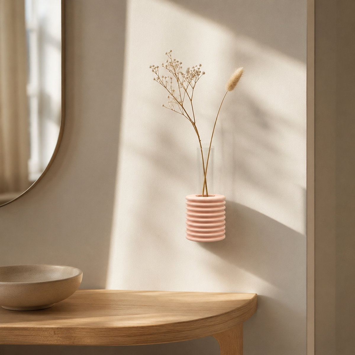 Ribble Wandvase – Rosa – in elegantem Wohnambiente