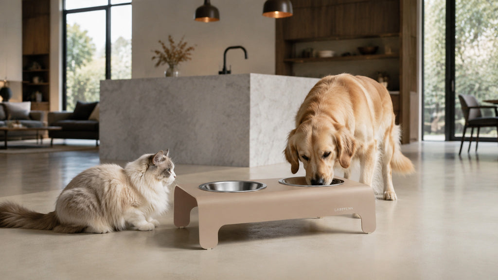 Rico Doppelnapf für Hund & Katze – Mokka – Breite Premium-Wohnszene im Format 16:9