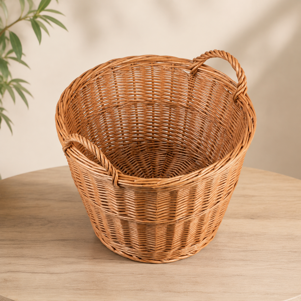 Runder Weidenkorb für Kaminholz und Garten 22 L – Premiumansicht