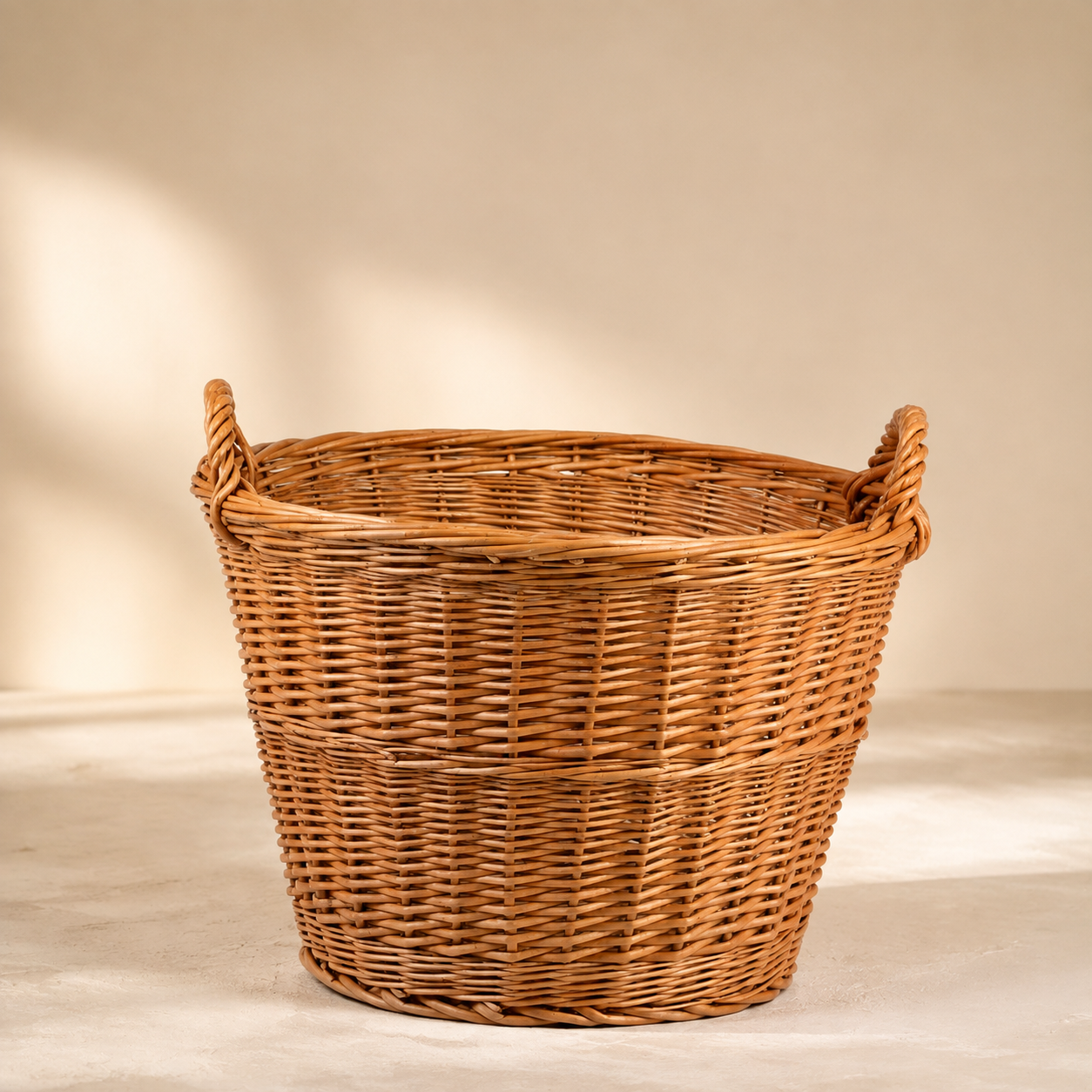 Runder Weidenkorb für Kaminholz und Garten 38 L – Premiumansicht