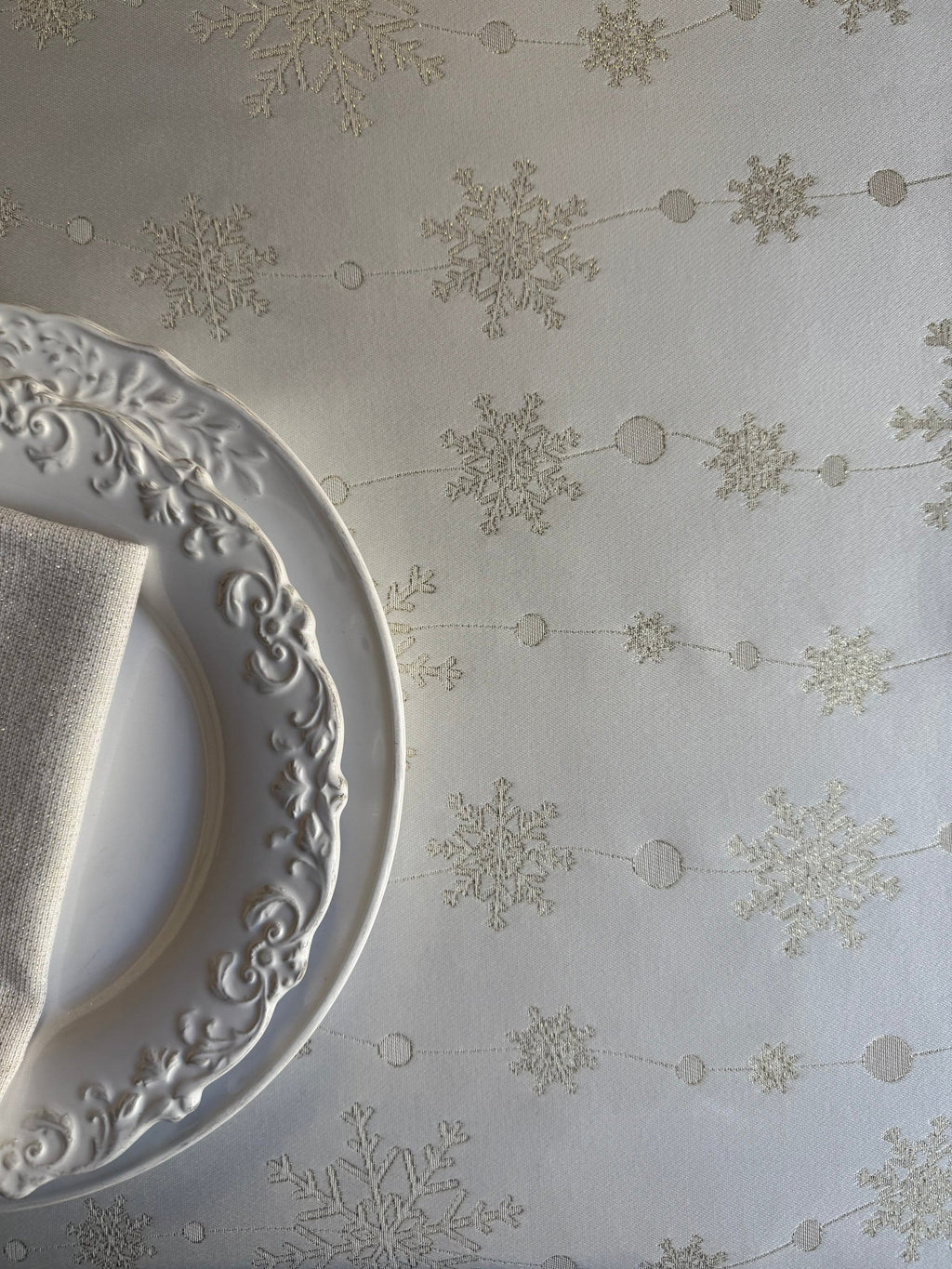 Runde Tischdecke Golden Snowfall für Weihnachten – Originalansicht 4