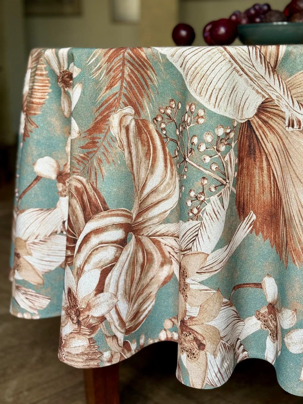 Round Tablecloth, Linen-Cotton Mix - Terra Flora