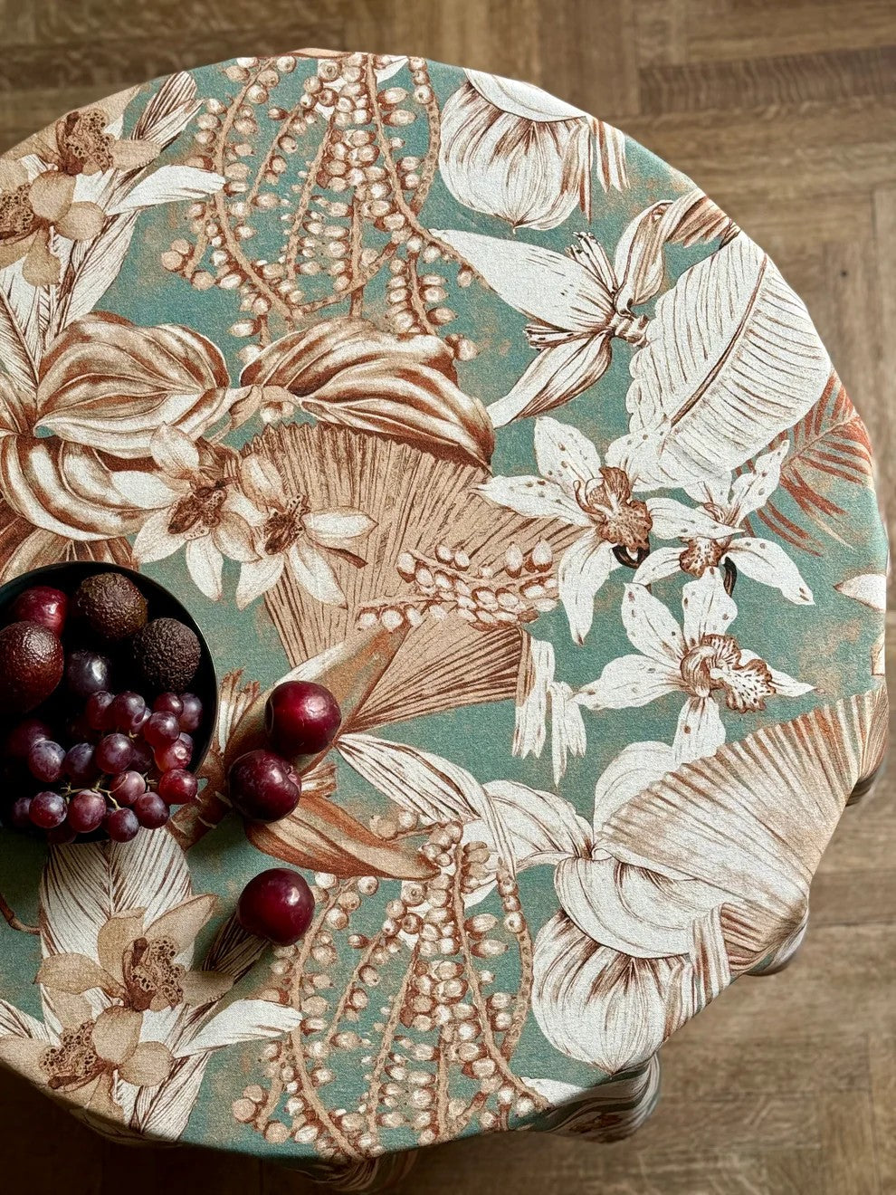 Runde Tischdecke Terra Flora aus Baumwolle & Leinen – Originalansicht 1