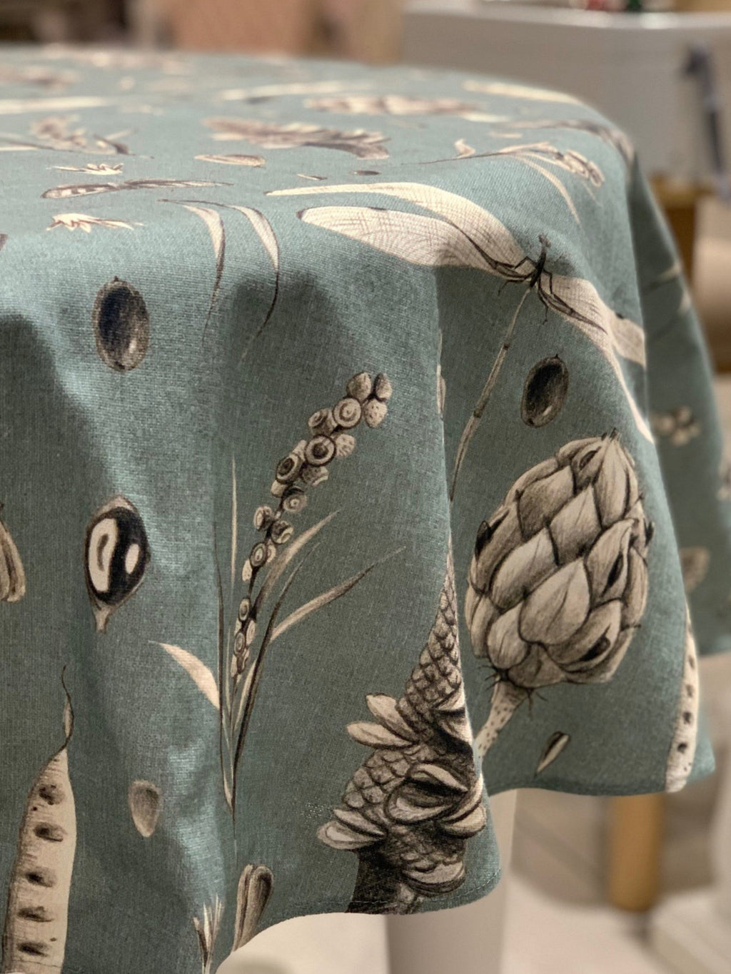 Runde Tischdecke Seeds Aqua aus Baumwolle – Originalansicht 4
