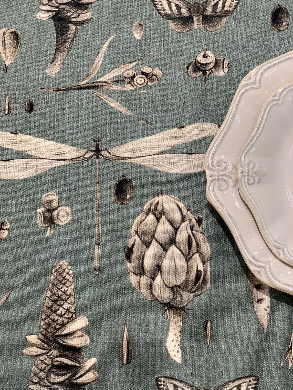 Runde Tischdecke Seeds Aqua aus Baumwolle – Originalansicht 2
