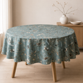 Runde Tischdecke Seeds Aqua aus Baumwolle – Premium Hauptbild im eleganten Esszimmer