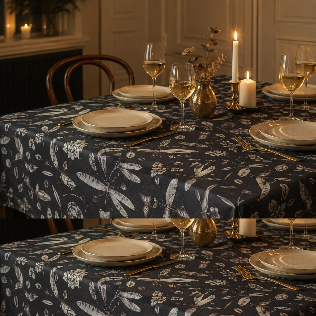 Tischdecke Seeds Carbon aus 100 % Baumwolle – elegante Dinner-Atmosphäre