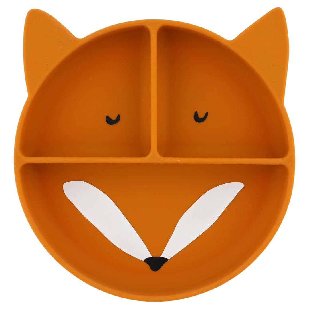Silikon-Saugteller mit Fächern Mr. Fox – Vorderansicht